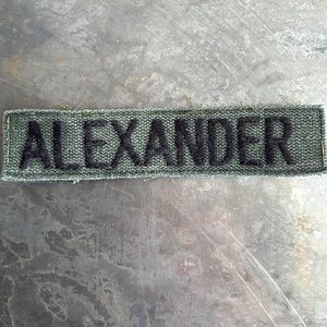 ALEXANDER Embroidered Vintage ‘Army Green’ Military name tape patch